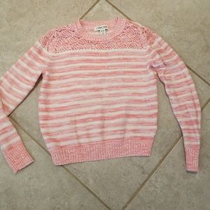 Girls size Medium (7/8) pink and white sweater